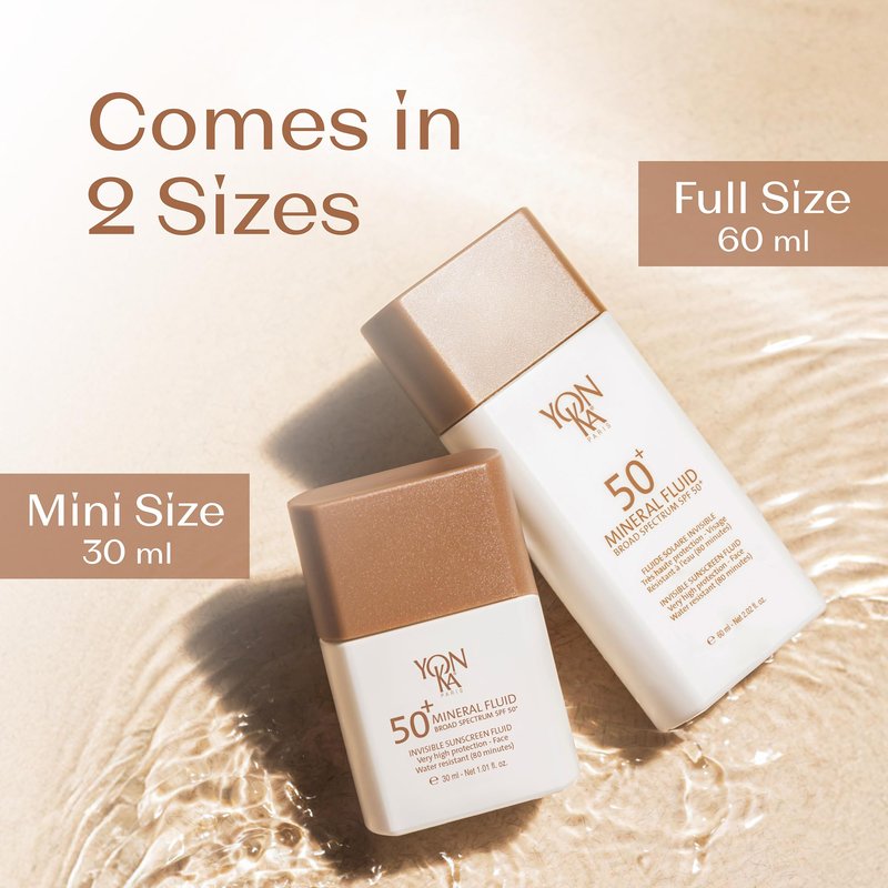 YONKA PARIS SPF 50 Mineral Fluid | Weightless Sheer Sunscreen No White Cast | 100% Non Nano Zinc Oxide Niacinamide | Fragrance Free Water Resistant | Daily Facial Sun Protection | 1 Fl Oz