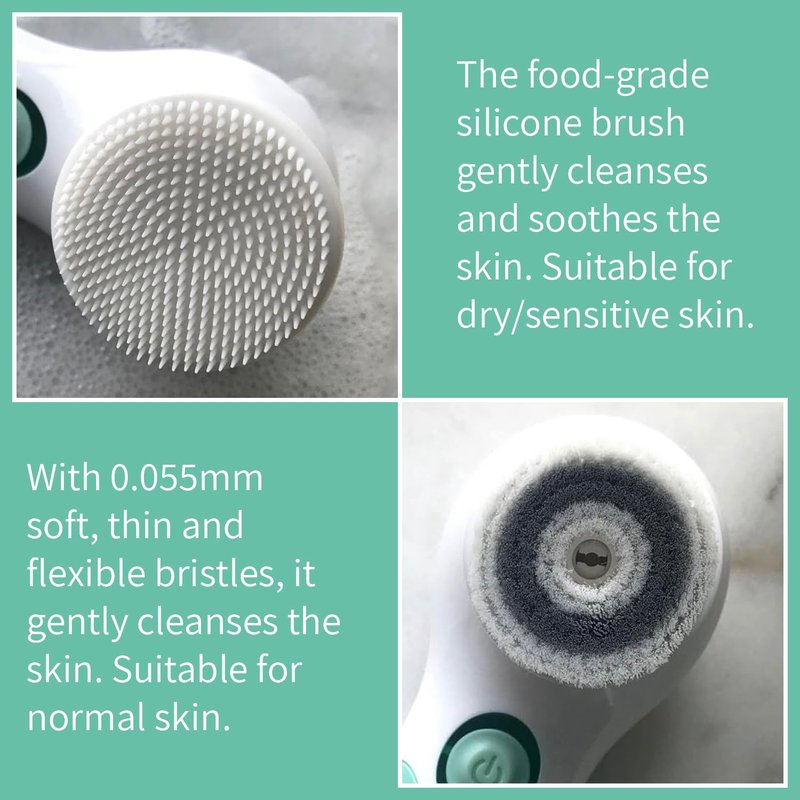 Dermilogic Advanced Facial Cleansing Brush, 2-in-1 Exfoliator Tool, Face Scrubber, Pore Cleaning Brush, Skin Care Device, Face Wash Brush, Facial Exfoliating Brush, Face Brush for Women and Men