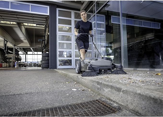 KÃ¤rcher Pro Walk Behind Outdoor Push Sweeper, KM 70/20 C 2SB, Two Bristle Brushes, Sweeps up to 20,000 ftÂ² - 11 Gallon Capacity - for Commercial Use in Warehouses, Workshops, and More