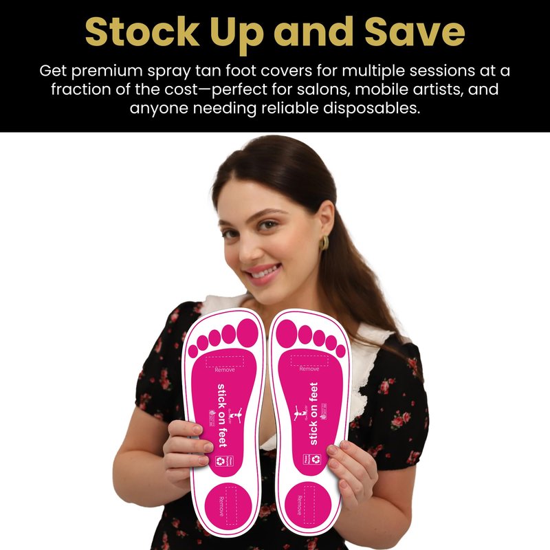 STICKONFEET 120 Pairs Premium Feet Pads for Spray Tanning – Disposable Spray Tan Feet Pads – Easy-to-Use Foot Protectors Designed for Salons and Mobile Spray Tanning Professionals
