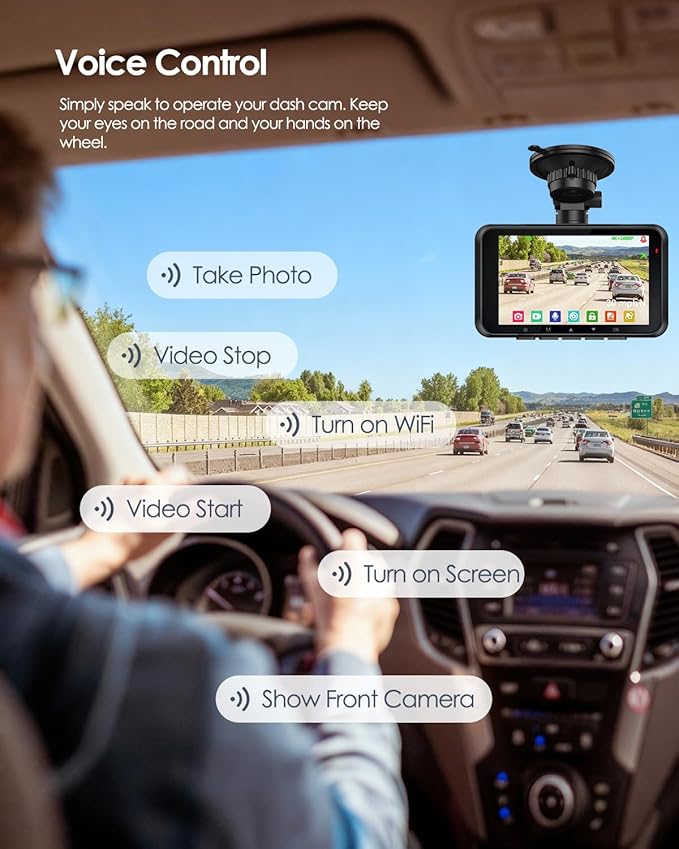 HUPEJOS 4K Dual Dash Cam Front and Rear, Camera for Cars with STARVIS 2 Sensor, 4” Touch Screen Dashboard Camera Built-in 5G WiFi GPS, Free 64GB Card, Voice Control, Night Vision, 24H Parking Mode