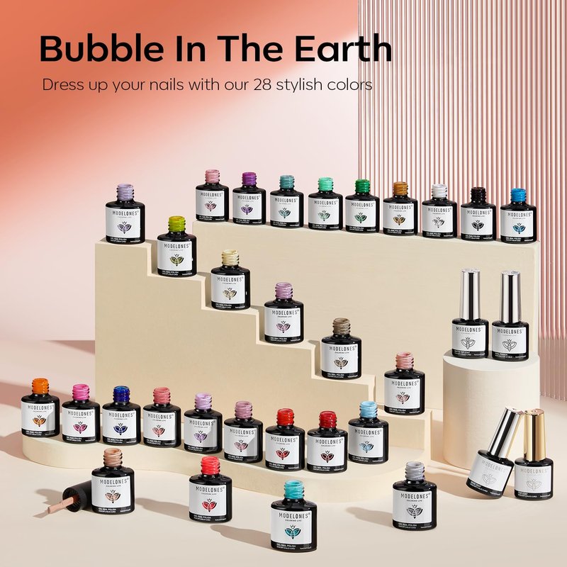 Modelones Gel Nail Polish Set - 32 PCS with 28 Colors, No Wipe Base Coat & Top Coats | Salon Quality Nail Art at Home