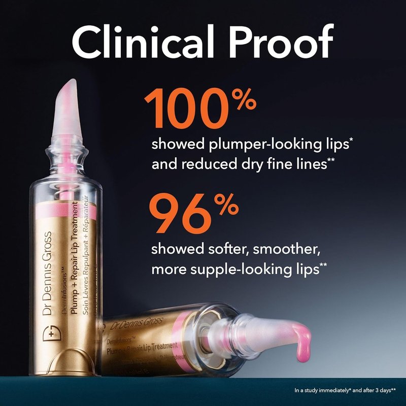 Dr Dennis Gross Plump + Repair Tinted Lip Treatment - Hyaluronic Acid & Peptides for Moisture Barrier | Clear, 4 mL
