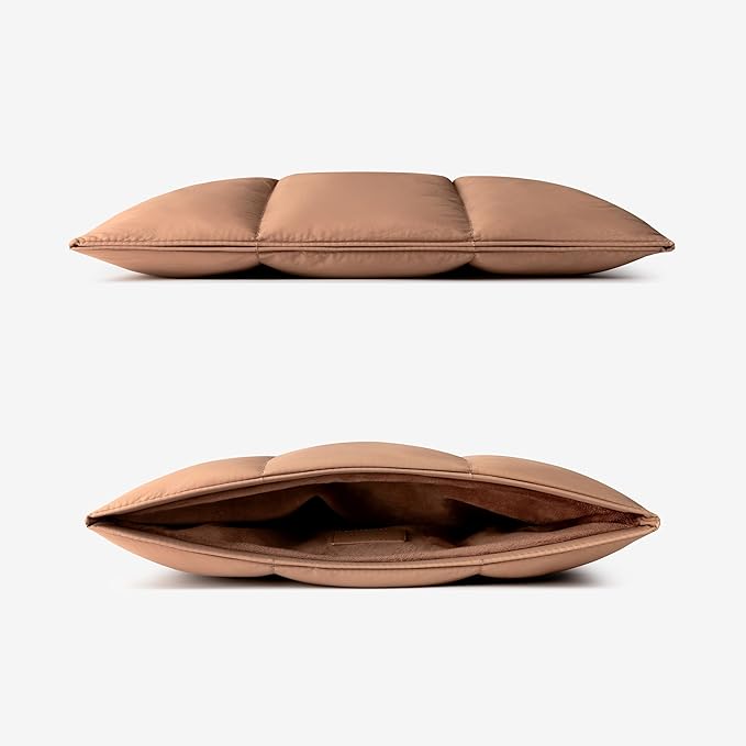 Comfyable Puffy Laptop Sleeve 15 16 Inch, Quilted Puffer Laptop Carrying Case for Women, Pillow Pouch Compatible for MacBook Air M5 & MacBook Pro M5 Pro/Max 2026, Brown