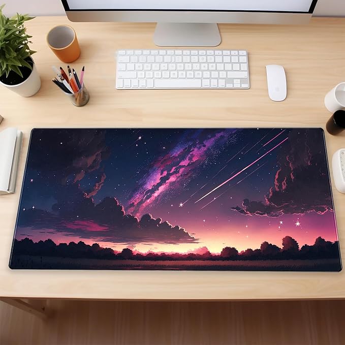 Anime Galaxy Desk Mat, Large Gaming Mouse Pad 31.5x15.7x0.12 in for Gamer