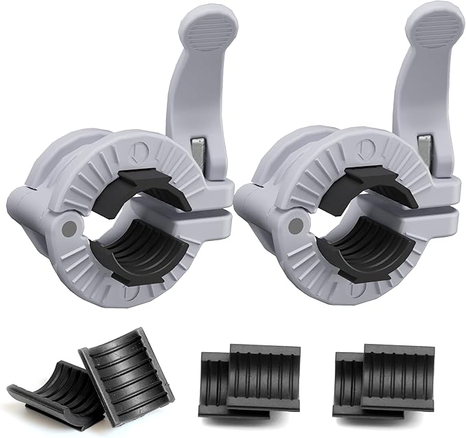 MAXRICH Barbell Clamp 1 inch Multiple Sizes & Adjustable Weight Clips for Barbell Quick Release Barbell Clips|Barbell Collar Bar Locks for Weight Lifting, Gray
