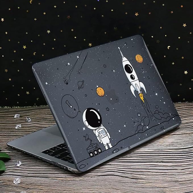 LCMOCICO for MacBook Air 13 inch Case 2020 2019 2018 Release M1 A2337 A2179 A1932, Glitter Crystal Pritned Pattern Hard Case Cover for Mac Air 13.3" Retina Display Touch ID, Astronauts & Spacecraft