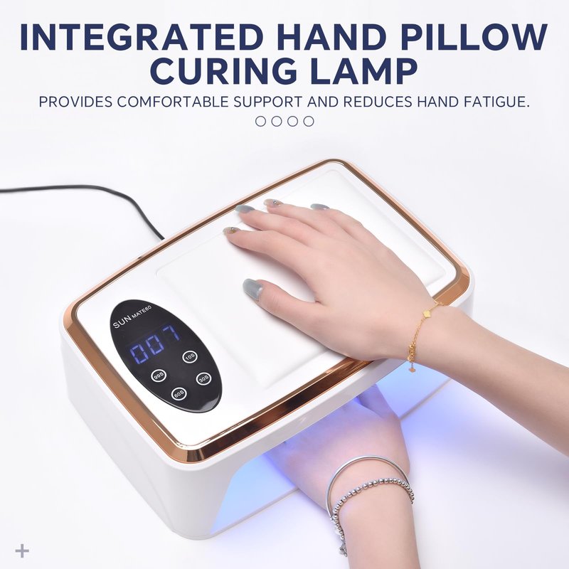 KADS 380W UV LED Nail Lamp with Built-in Hand Cushion & Free Pink Gloves – Professional Gel Nail Dryer for Fast Curing, Salon-Quality Manicure & Pedicure at Home