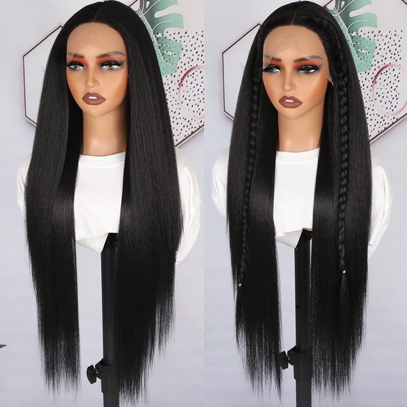 Lezaxiu Black Body Wave Lace Front Wigs Pre Plucked Ready to Wear Wigs Glueless Long Wavy Wig Heat Resistant Wear and Go Wig Synthetic Lace Front Wigs for Black Women