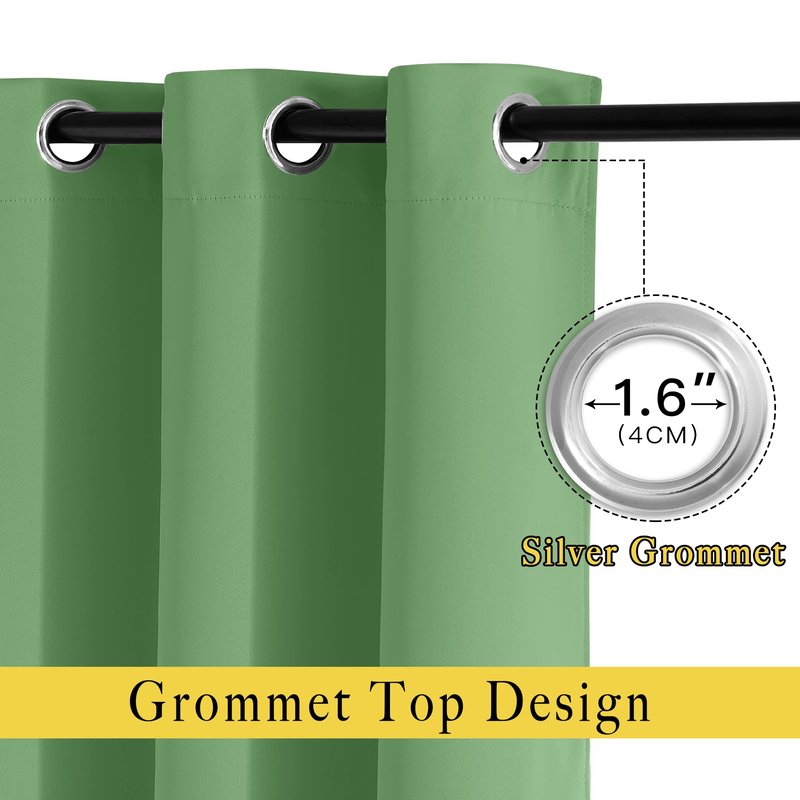 NICETOWN Blackout Forest Green Curtains 84 inches Long, Grommet Room Darkening Thermal Insulated Sound Dampening Window Treatments for Bedroom/Home Office, 2 Panels, W46 x L84