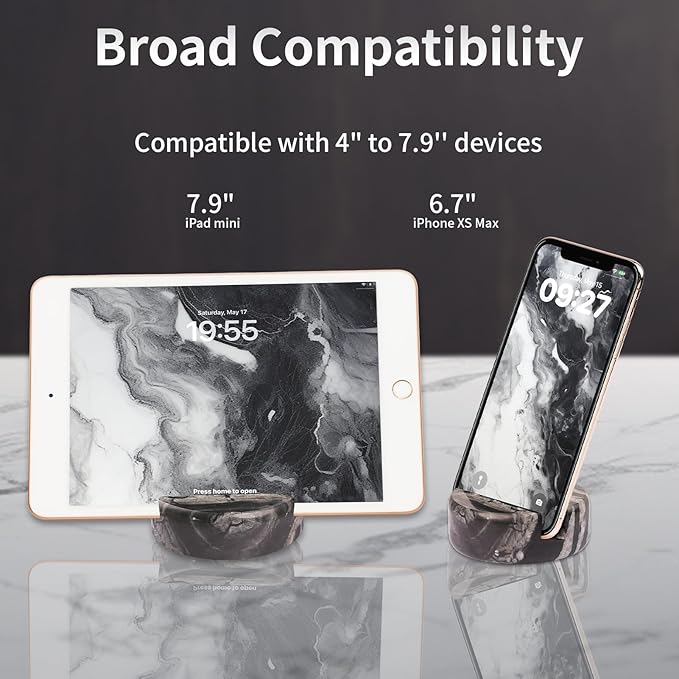 ZJL Marble Phone Stand for Desk - Cell Phone Holder for Nightstand Office Decor Telephone Boho Black Marble Kitchen Accessories