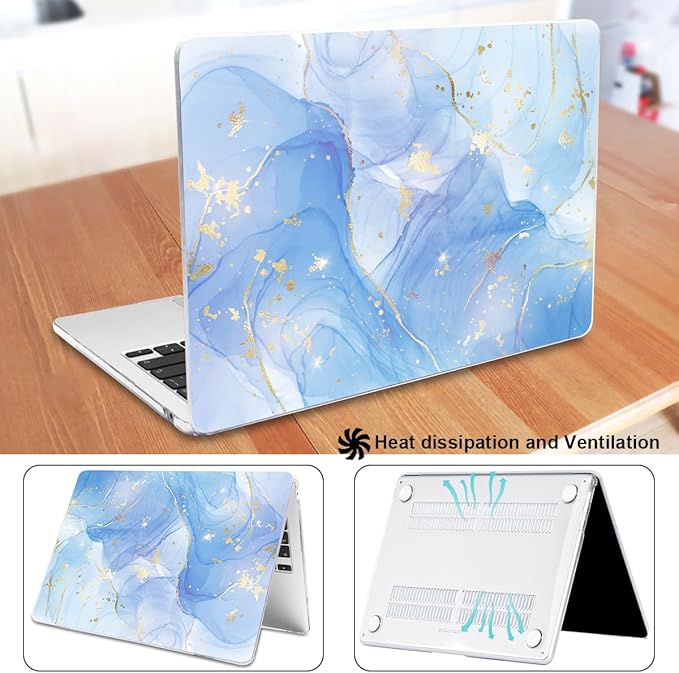 LCMOCICO for MacBook Air 13 inch Case M5 M4 M3 M2 Chip 2026 2025-2022 Release A3449 A3240 A3113 A2681, Scratch Resistant Hard Shell Protective Laptop Cover for Mabook Air 13.6 M5 2026, Blue Marble