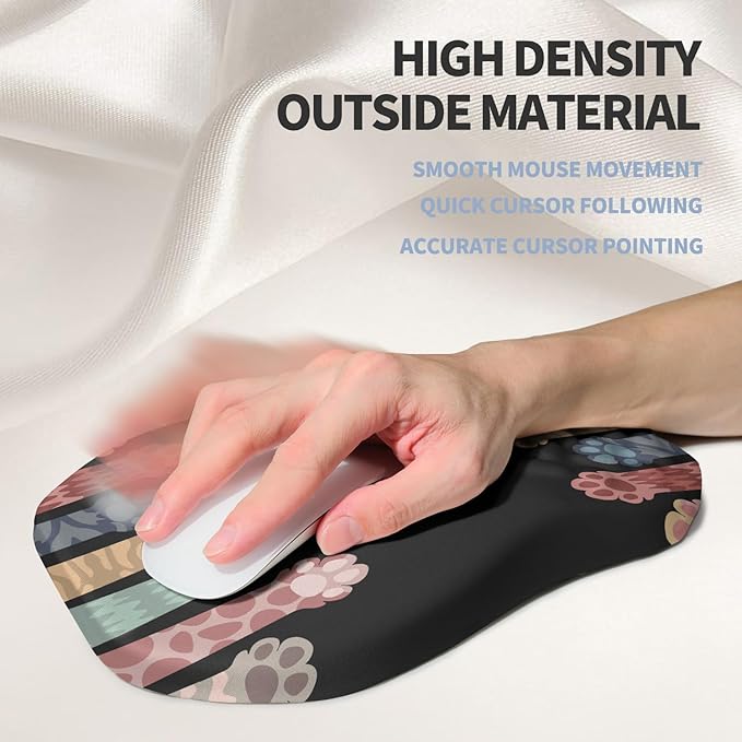 Gleamtide Ergonomic Raised Mouse Pad Wrist Support with Bilateral Slope Memory Foam Mousepad for Wrist Rest and Carpal Tunnel Pain Relief 11.8x7.9〃Cat Claws