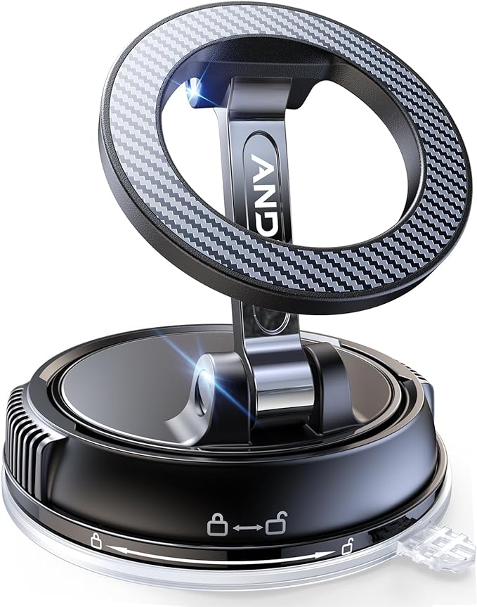 ANDERY Car Phone Holder for Magsafe [78+LBS Strongest Suction & 2400gf Magnetic] 360° Adjustable Car Phone Mount, Phone Holders for Your Car for iPhone 17 Pro Max 16 15 14 13 12 Plus Air, Carbon Fiber