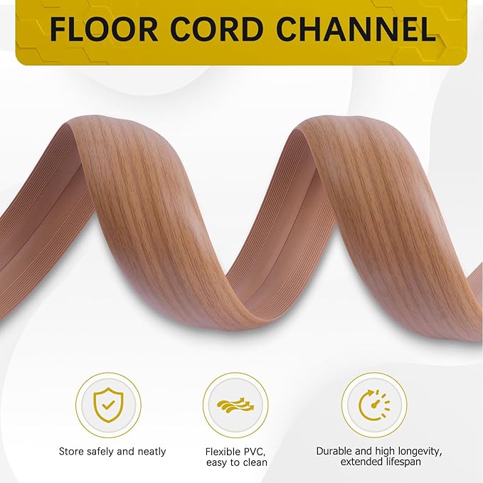 JAHOMFAI Floor Cord Cover 10FT Cord Covers for Wires on Floor Protect Wires & Prevent Trip Hazards, Easy to Cut for Home, Office, School, Concerts, Cavity W0.6in x H0.32in