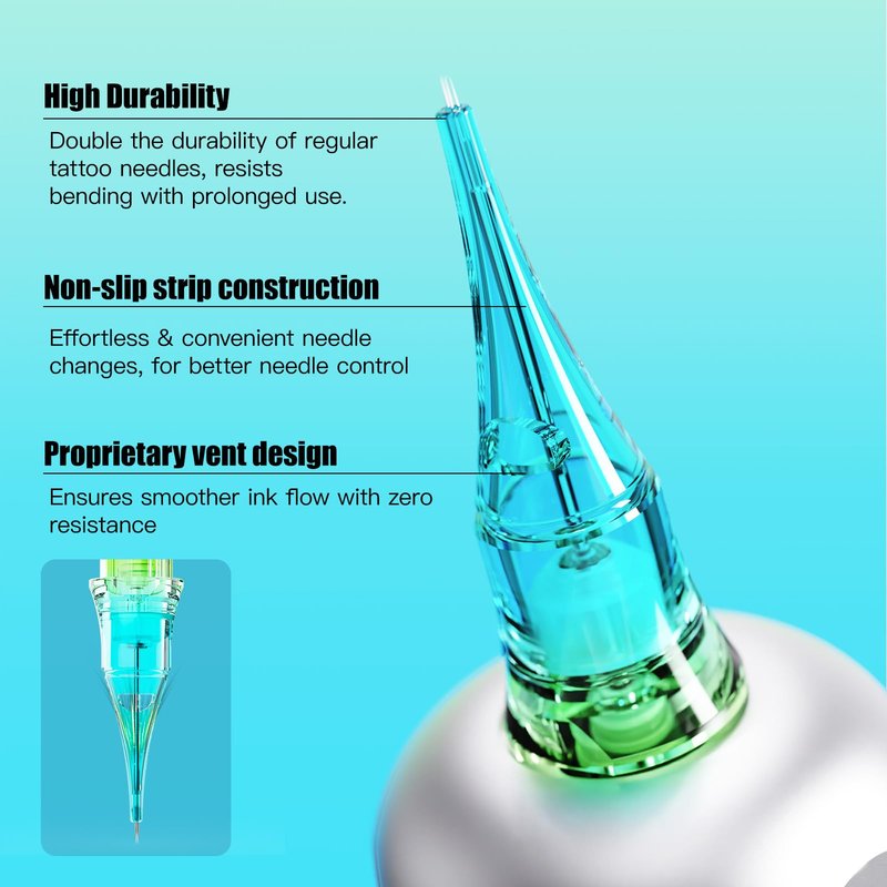 Wjx Ultimate Tattoo Needles Cartridges 20Pcs Precision Round Magnum 1005RM for Large Ink Fast Color Packing