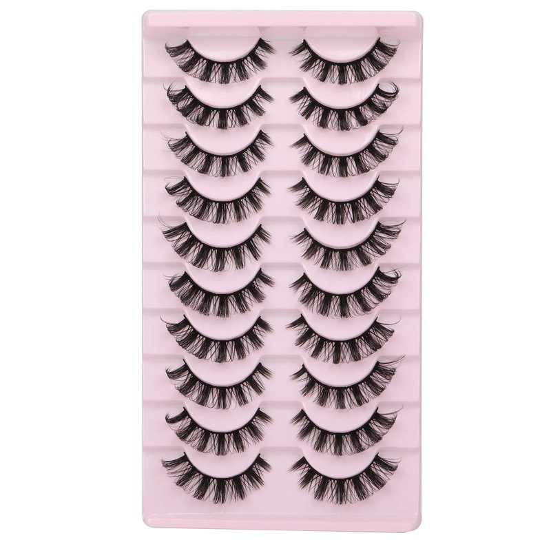 wiwoseo Eyelashes Russian Strip Lashes Fake Eyelashes Russian Volume Natural Wispy Lashes 15MM Natural Lashes 10 Pairs Pack
