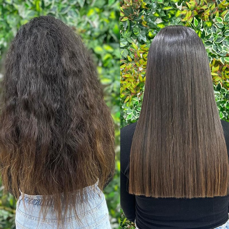 Brazilian Straight Keratin Hair Treatment - Formaldehyde-Free, Argan & Amino Acids | 2PC Set for All Hair Types