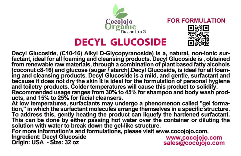 Decyl Glucoside Natural Surfactant - Plant-Derived Soap Making Ingredient | 32 Oz
