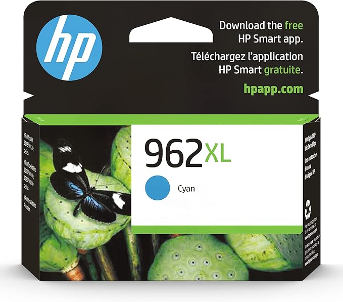 HP 962XL Cyan High-Yield Ink Cartridge | Works with OfficeJet 9010, Pro 9010, 9020 | Eligible for Instant Ink | 3JA00AN