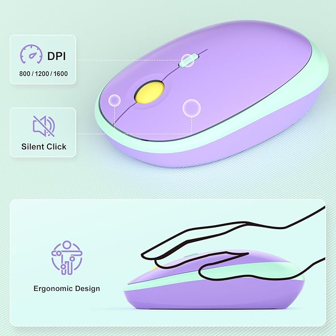 KNOWSQT Wireless Keyboard and Mouse Combo - Lovely Tiffany Blue 2.4G Full-Sized Colorful Keyboards, Round Keycap USB Dongle Plug Play Cute Keyboards for Windows, Laptop, PC, Desktop, Mac