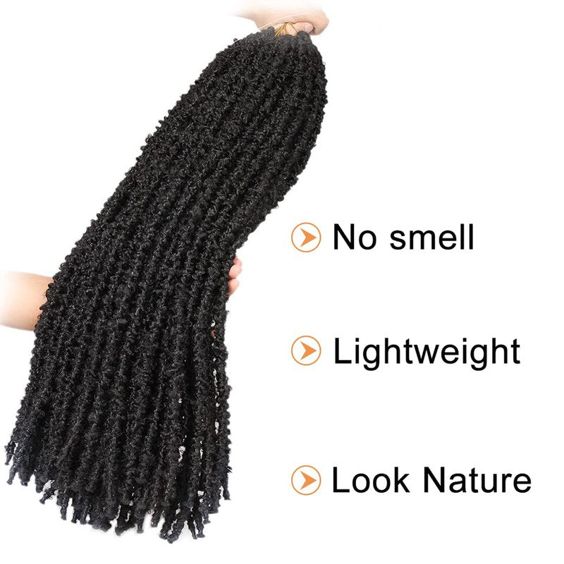 ZRQ 6 Packs Butterfly Locs Crochet Braids Hair Extensions 30 Inch Long Distressed Faux Locs Black Goddess Locs Crochet Hair Pre-looped Synthetic Soft Locs For Women 1B#
