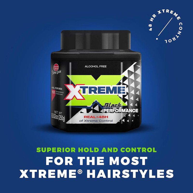 Xtreme Performance Black Hair Gel - Aloe Vera Infused, 8.82 oz Jar | Pack of 12