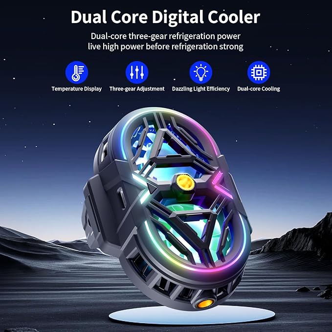 Neveika Cell Phone Cooler with LED, Cooling Power, Compatible with 2.5-3.5 Inch Wide Smartphones for Gaming, Live Streaming and Video Recording