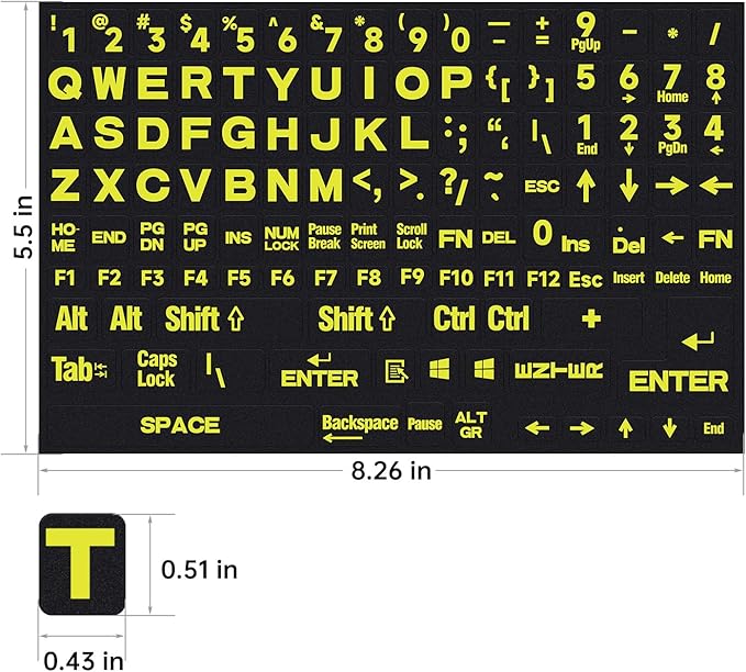 English Keyboard Letter Stickers Full Size Universal PC Computer Laptop Desktop Keyboard Replacement English Keyboard Stickers, QWERTY Alphabet KeyboardStickers -1PCS