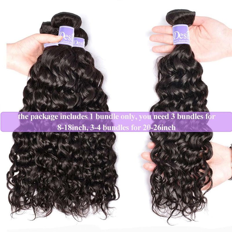 UDesire Water Wave Human Hair Bundles 12A Human Hair Bundles 24 inch Wet and Wavy Hair Double Weft Burmese Curly Hair Extensions for Women