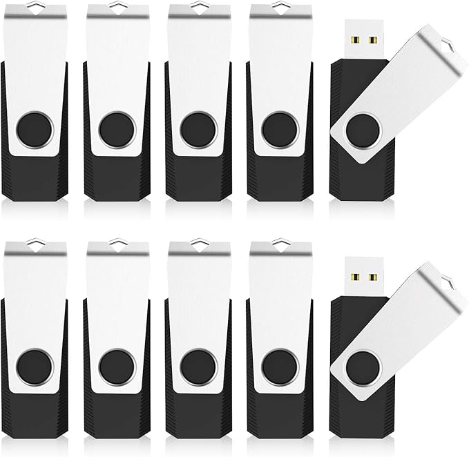 KEXIN 4GB USB Flash Drive 50 Pack - Thumb Drive Bulk Memory Stick Pen Drives With Swivel Design, USB 2.0, Black