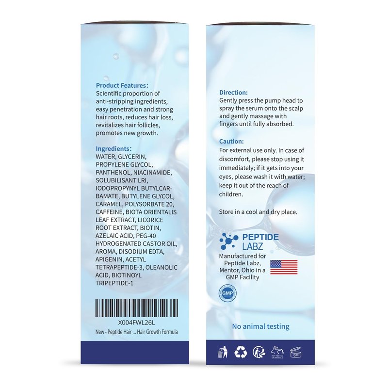 Peptide Hair Growth Serum Spray - Acetyl Tetrapeptide-3 & Biotin | Boost Hair Thickness & Strength