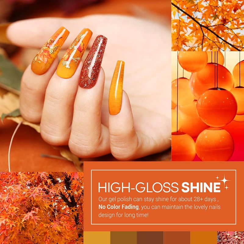 modelones Gel Nail Polish Set, 12 Colors Nude Brown Gel Polish Yellow Pumpkin Orange Sage Green Blue Wine Dark Red Nail Gel Polish Set Soak OFF LED Nail Art Gel Nail Gift Salon DIY