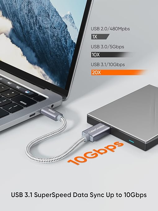 CableCreation USB C to Micro B Short Cable 1FT*2, 10G Micro B to USB C External Hard Drive Cable for iPhone 15/16/17,Samsung Galaxy S24,Seagate WD Westgate My Passport,MacBook Pro/Air, iPad/Tablet