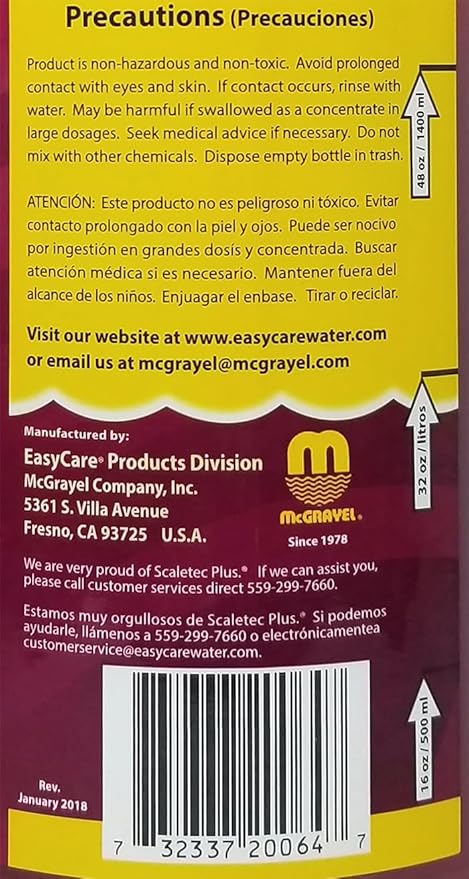 EasyCare 20064 Scaletec Plus Descaler and Stain Remover, 64 oz. Bottle
