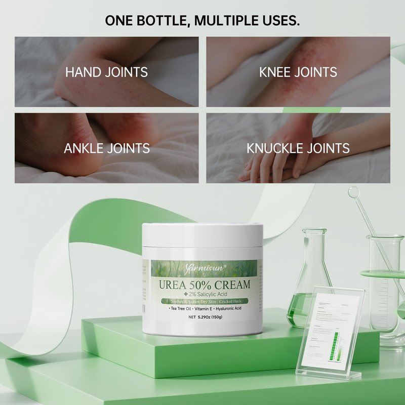 Yarmisun Urea Cream 50 Percent Feet Maximum Strength with Hyaluronic for Dry Skin Cracked Heels Callus Remover