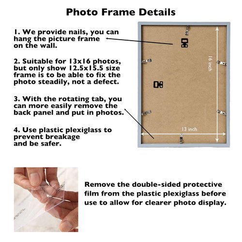 JCJMY 13x16 Picture Frame Rustic Brown for Wall Hanging, Wall Mounting Horizontally or Vertically, 13 x 16 Wall Gallery Poster Photo Frame with Shatter Resistant Plexiglass,Rustic Brown