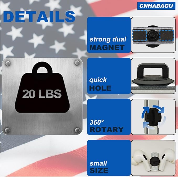CNHABAGU Magnet Zip Tie Mount Magnetic Zip Ties Mount Holder Strong 1-Second Magnetic Snap Installation Heavy-Duty Waterproof Cable Tie Mounts for Car Boat Workshop Industrial Organizing (6 Piece)
