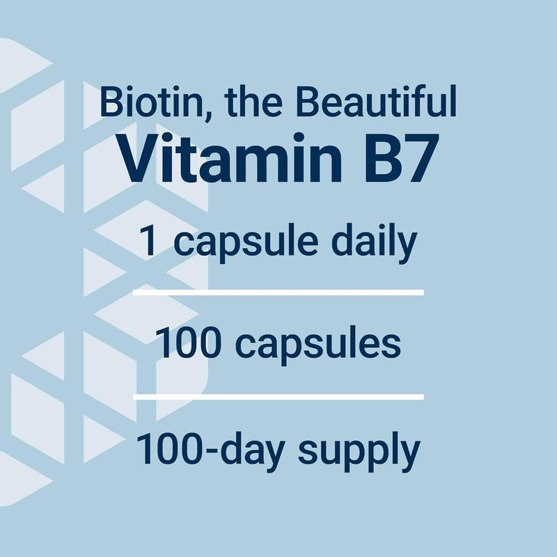 Biotin 600 mcg Vitamin B7 Supplement for Healthy Hair & Nails - Gluten-Free, Non-GMO | 100 Capsules