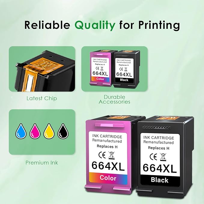 fannster 664XL Ink Cartridge Replacement for 664 664XL 664 XL Ink Cartridges Black for DeskJet Ink Advantage 1115 2135 2138 3635 3636 3638 4535 4536 4538 4675 4676 4678 Printer Ink 2 Black