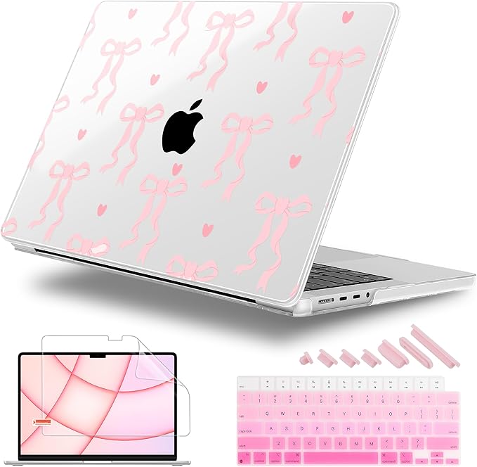 Lepeoac for MacBook Pro 16 inch Case M1 M2 M3 M4 M5 Pro/Max with Liquid Retina XDR, Release 2021-2025 2026 A3429 A3428, Hard Shell Case with Screen Protector & Keyboard Cover, Bow