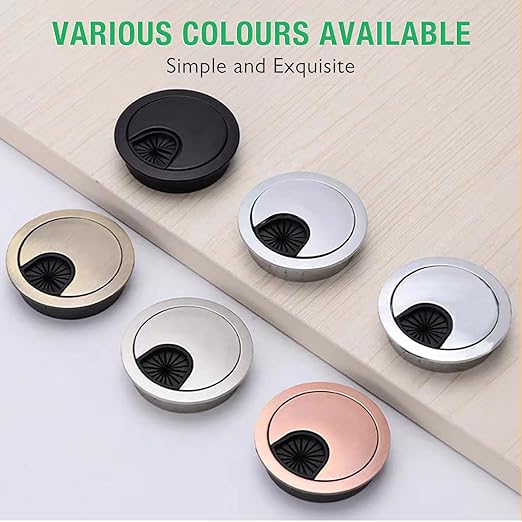 EASYEAH 2 Pcs Desk Grommet 3-1/8" / 80 mm, Desk Cord Hole Cover, Cable Grommet Metal Zinc Alloy Materilal, Desk Hole Grommet for Home & Office Pc, Detachable Cable Cord Organizer-Flat Black