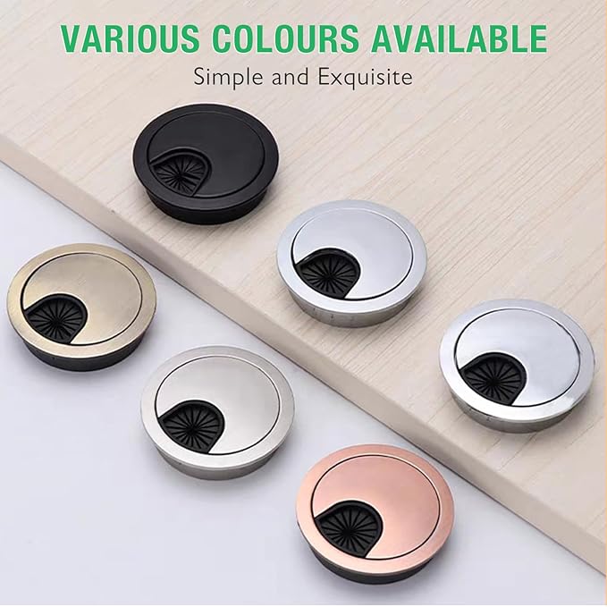 EASYEAH 1 Pcs Desk Grommet 2" / 50 mm, Desk Cord Hole Cover, Cable Grommet Metal Zinc Alloy Materilal, Desk Hole Grommet for Home & Office Pc, Detachable Cable Cord Organizer-Flat Black