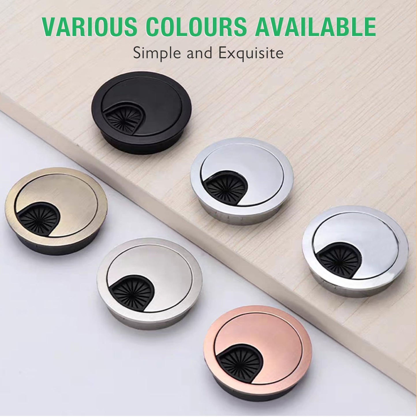 EASYEAH 1 Pcs Desk Grommet 2-1/16" / 53 mm, Desk Cord Hole Cover, Cable Grommet Metal Zinc Alloy Materilal, Desk Hole Grommet for Home & Office Pc, Detachable Cable Cord Organizer-Bright Silver