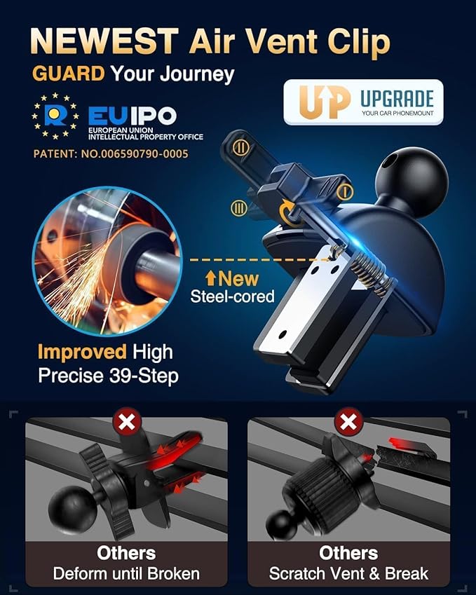 VANMASS Phone Holders for Your Car Ultimate Phone Mount Military-Grade Windshield Dashboard Vent【Newest Best Strongest】 Cell Phone Car Mount for iPhone 17 Pro Max 16 15 Samsung Android, Clear Black
