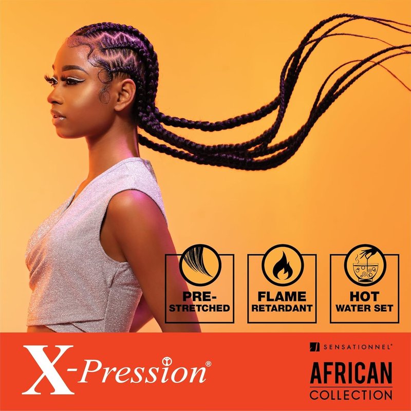 XPRESSION 3X Pre-Stretched Braids - 58 Inch Long, 5-Pack | Natural Black 1B