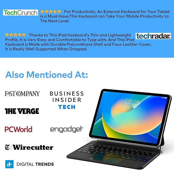 runelk Keyboard Case for iPad 10th Generation 2022 & 11th (A16, 2025) – Magic-Style Keyboard with Multi-Touch Trackpad – Floating Cantilever Stand – Magnetic Case for iPad 10.9 inch 10th / 11th Gen.