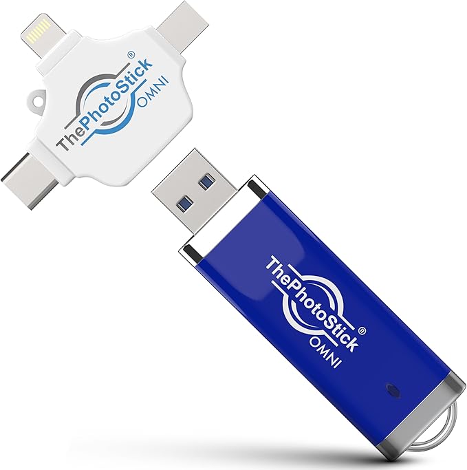 ThePhotoStick® Omni 256GB USB Flash Drive & Memory Stick – Automatic Photo & Video Backup for iPhone, Android, Mac & PC – Multiport Connection to Easily Store & Transfer Files