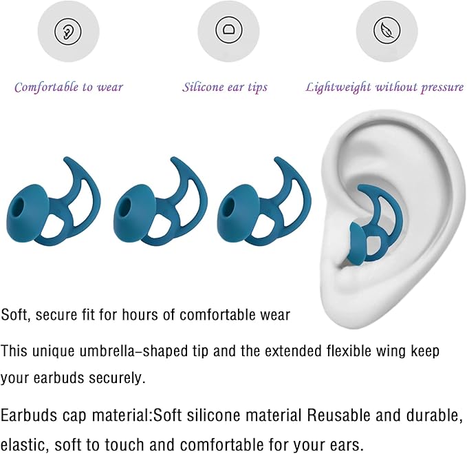 WKYMY Earbud Replacement Tips Earbud Covers Silicone Tips Compatible with Bose Quietcomfort and Sport Headphone Eartips Ear Bud Tips Large 3 Pairs