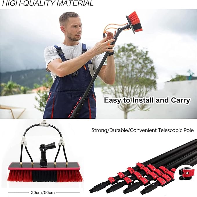 6m Solar Panel Cleaning Brush and Pole,Photovoltaic Panel CleaningTrucks Windows Water Fed Extendable Brush Roof Cleaning Tools Conservatory roof Cleaner,50cm-5.4m